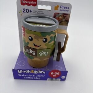 Camouflage Fisher-Price Laugh & Learn Wake Up & Learn Coffee Mug NEW